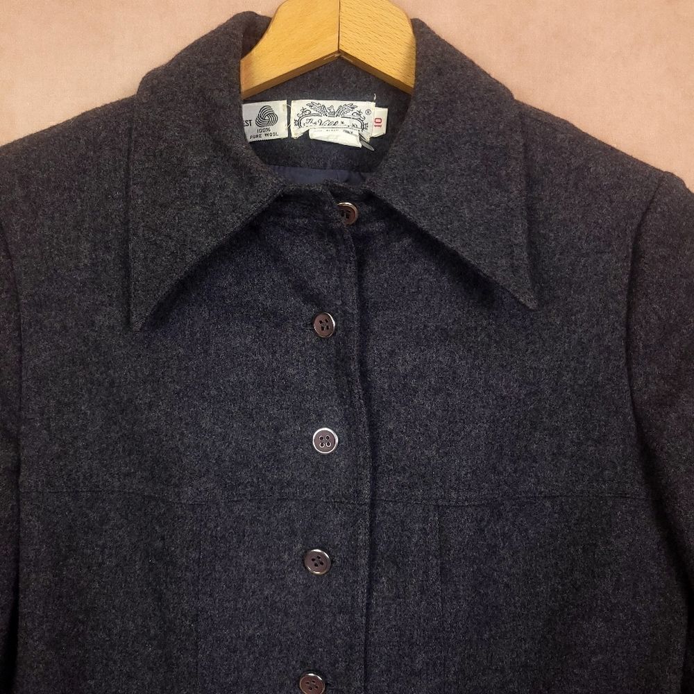 Vintage Villager Wool Button Down Jacket Blazer Gray Medium Union Made - Picture 2 of 9